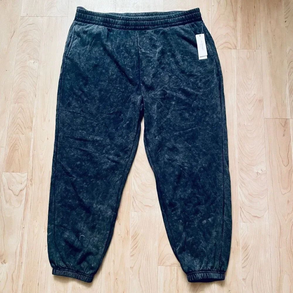 NWT No Comment Sz 2X Plus Cotton Blend Smokey Black Grey Sweatpants Jogger Pants